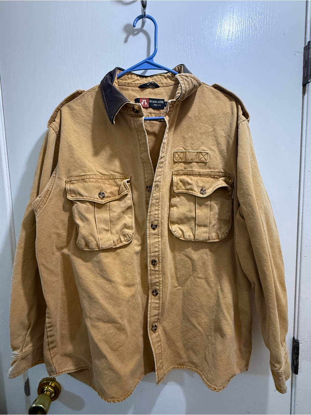 Vtg Kakadu Work Tan Canvas Shirt Jacket - Men's Lightweight Utility
